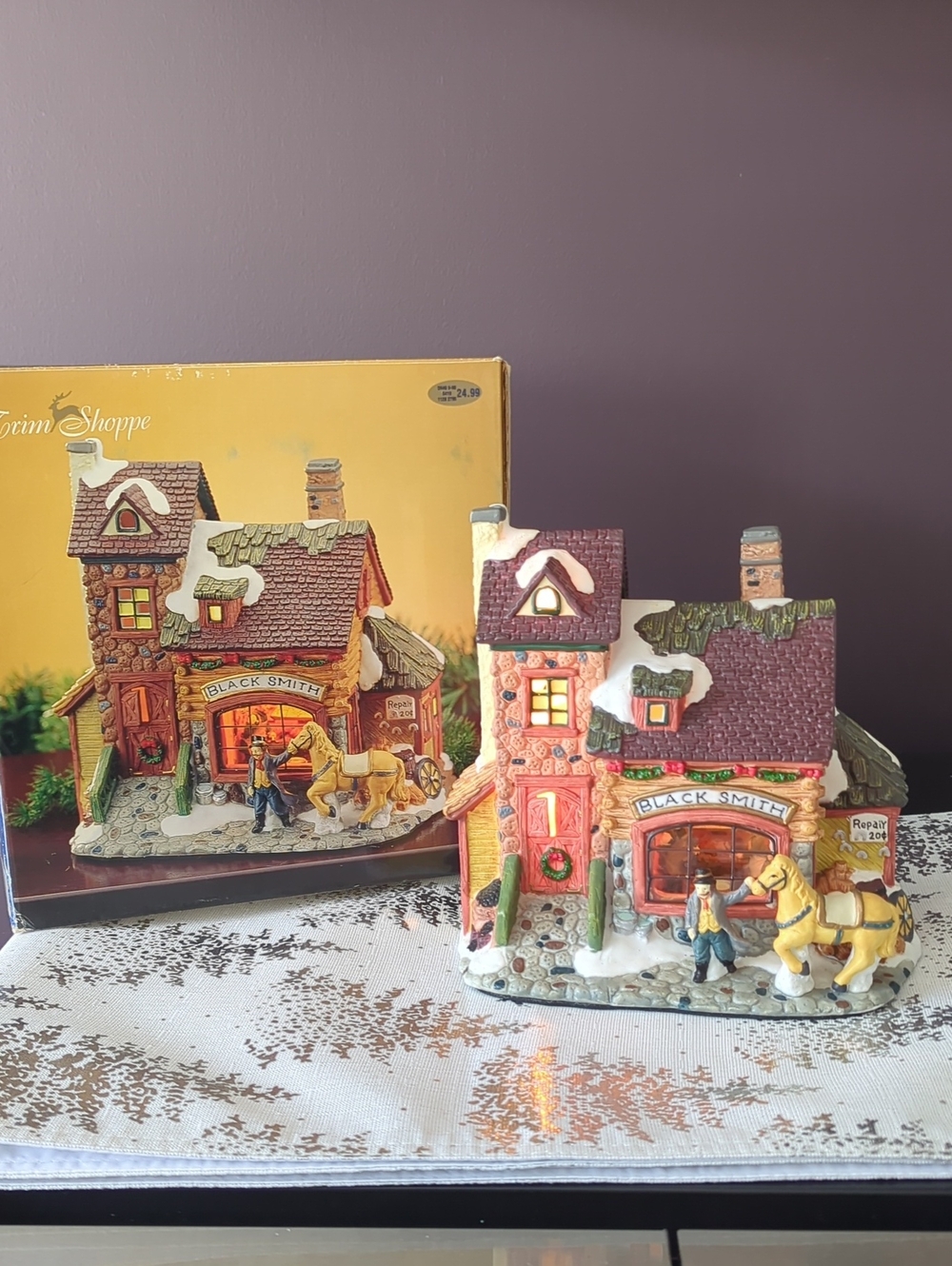 Blacksmith Junction House Interior Window Scene Christmas Village Building